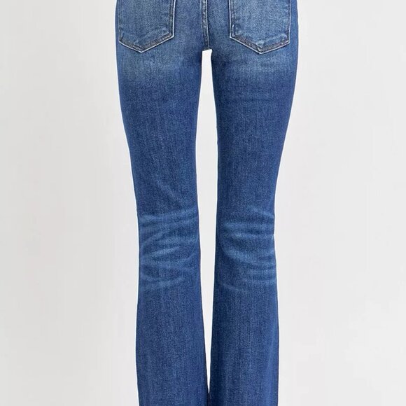 RISEN Full Size Distressed Mid Rise Flare Jeans Plus Size - Picture 6 of 7